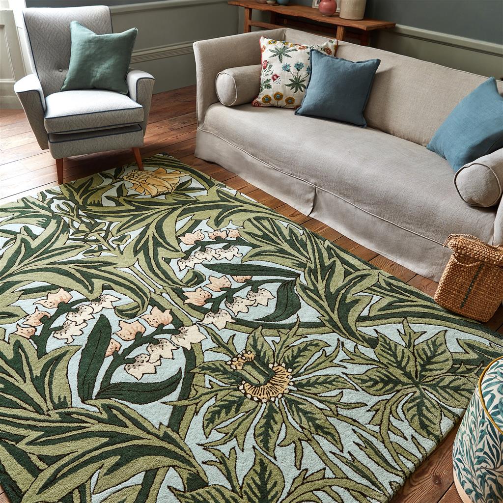 Morris & Co Bluebell Leafy Arbour Green 127607