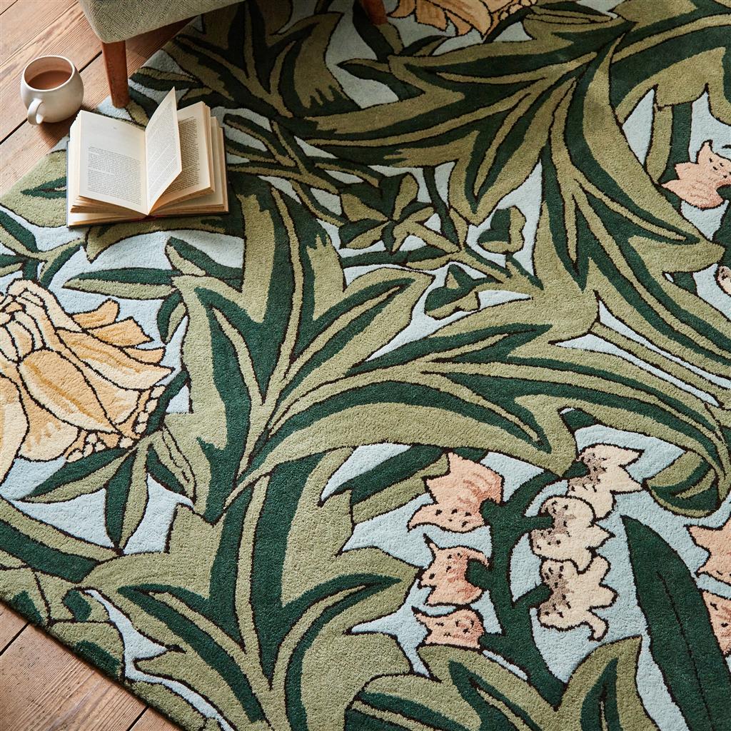 Morris & Co Bluebell Leafy Arbour Green 127607
