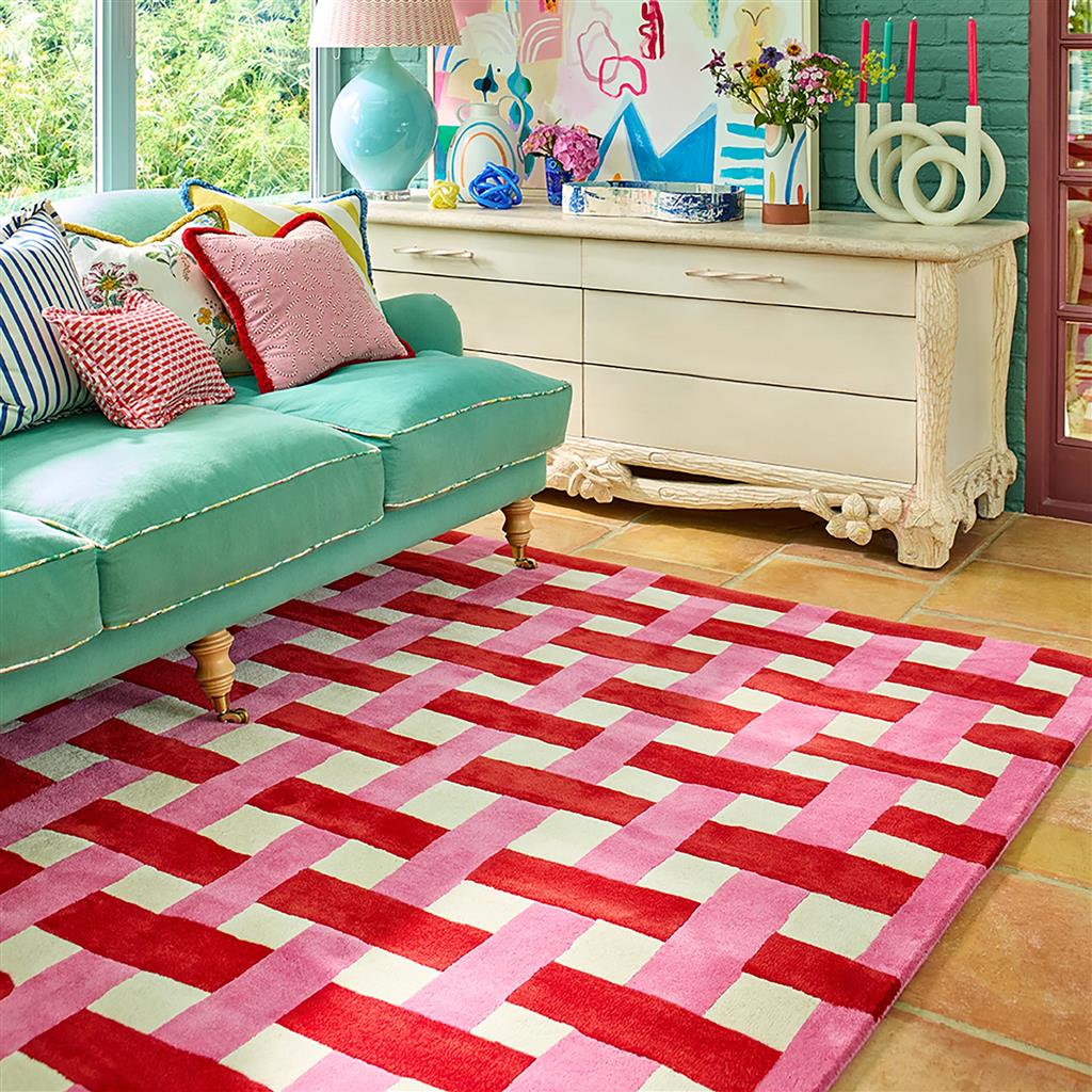 Harlequin Basket Weave Coral/ Rose 144102