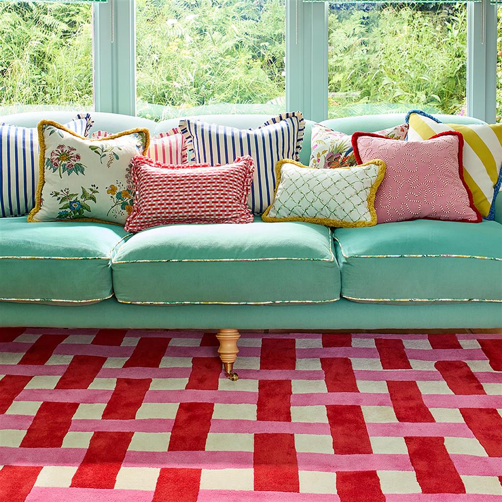 Harlequin Basket Weave Coral/ Rose 144102