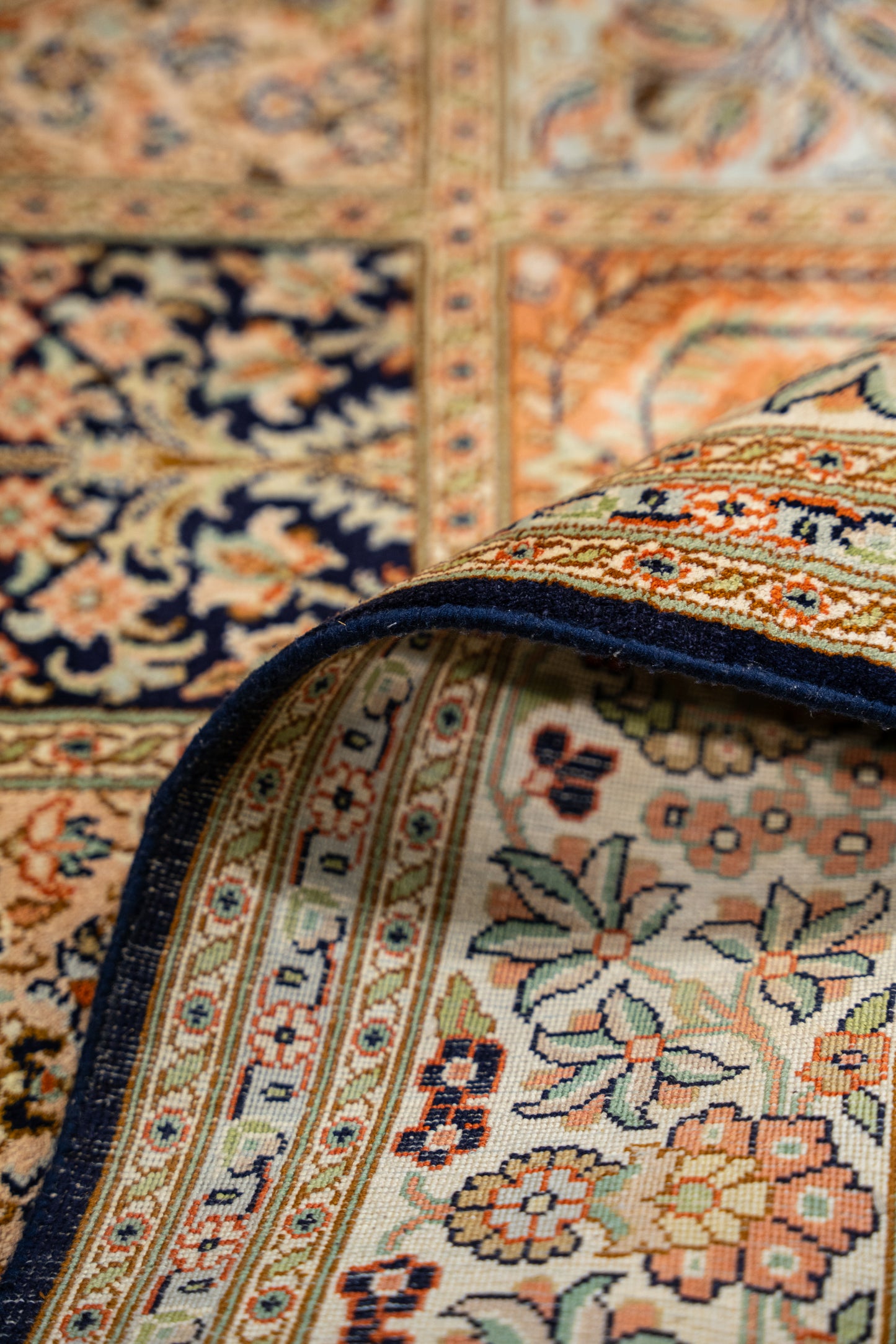 H.D. blue selyemszőnyeg, 127x186 cm