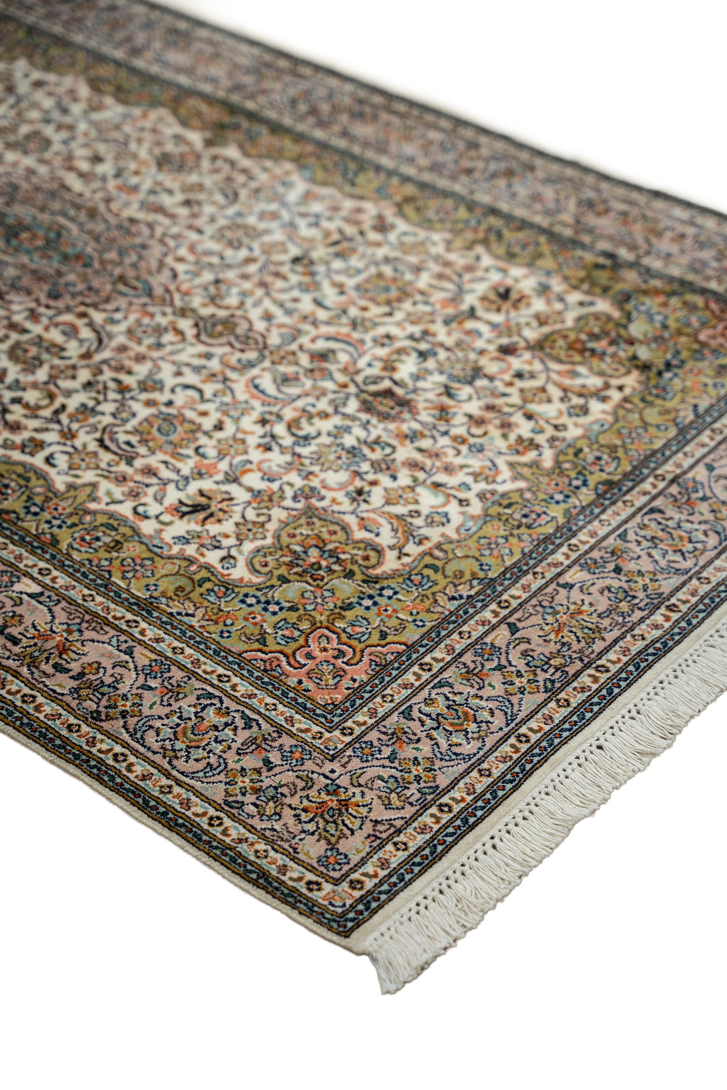 Kashan cream selyemszőnyeg, 96x160 cm