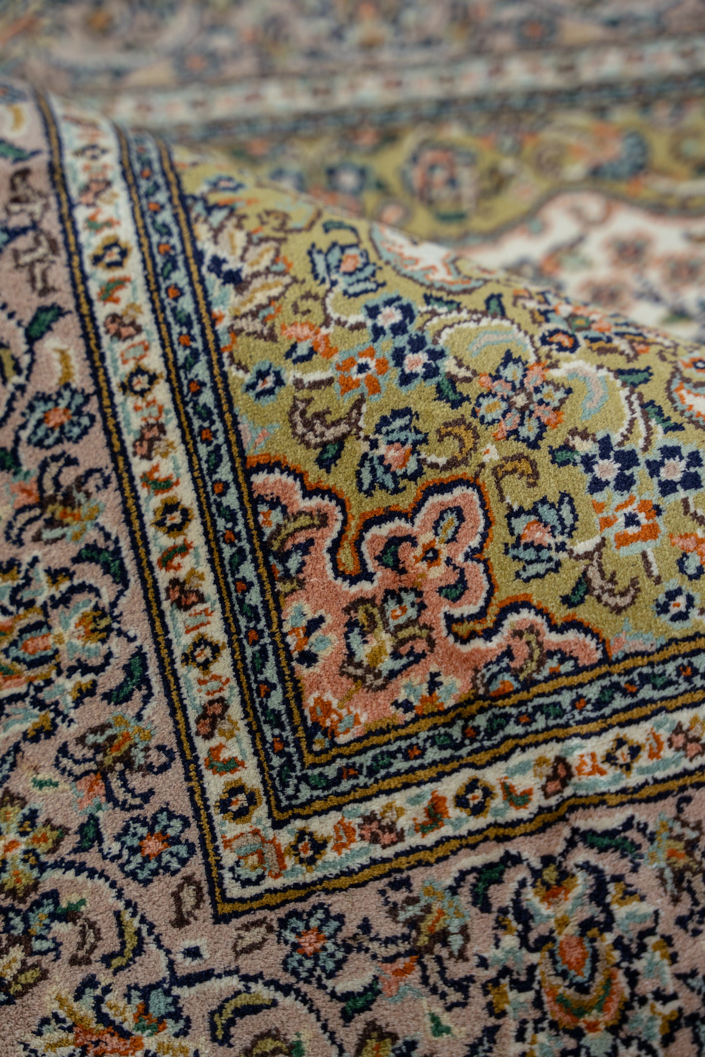Kashan cream selyemszőnyeg, 96x160 cm