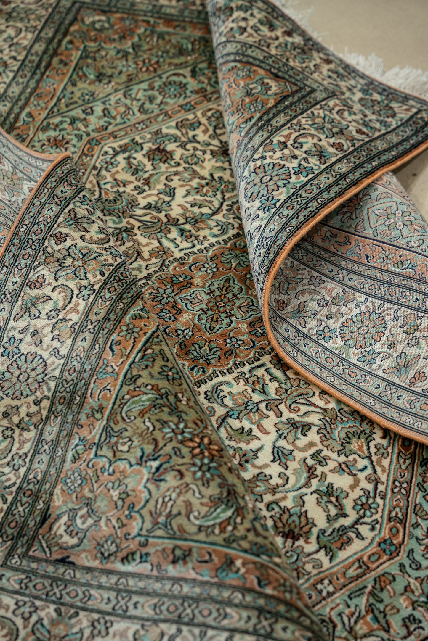 Kashan cream selyemszőnyeg, 124x185 cm