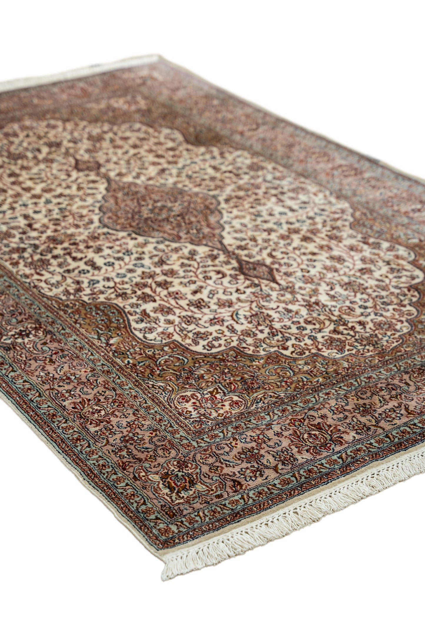 Kashan cream selyemszőnyeg, 123x196 cm