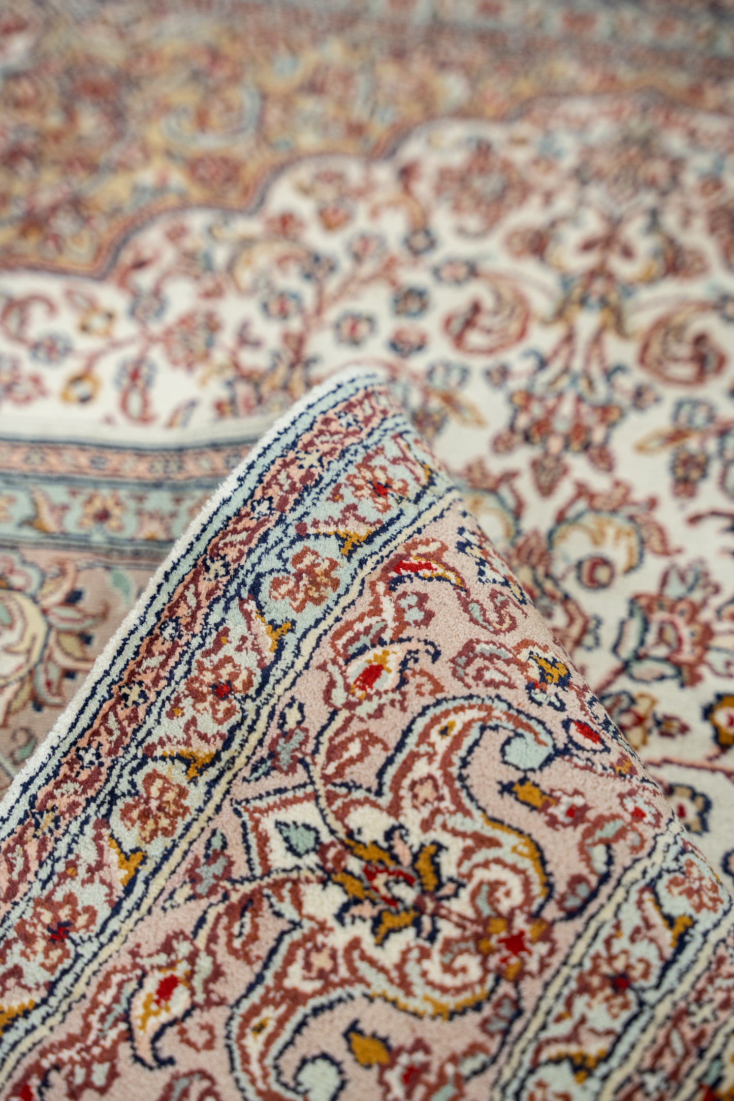 Kashan cream selyemszőnyeg, 123x196 cm