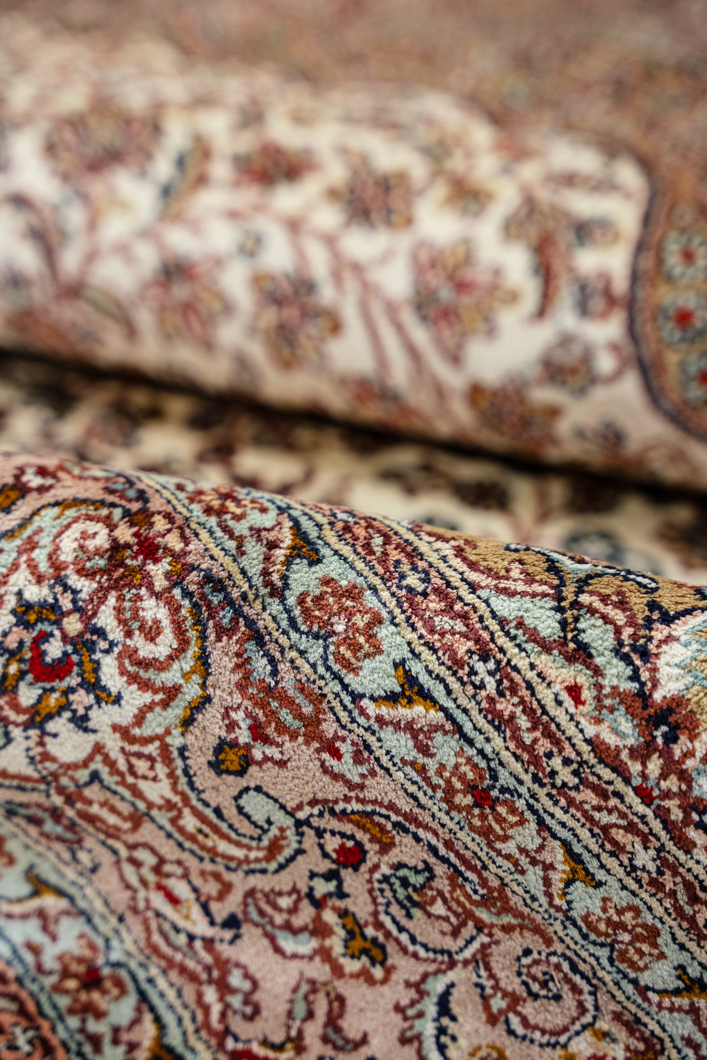 Kashan cream selyemszőnyeg, 123x196 cm