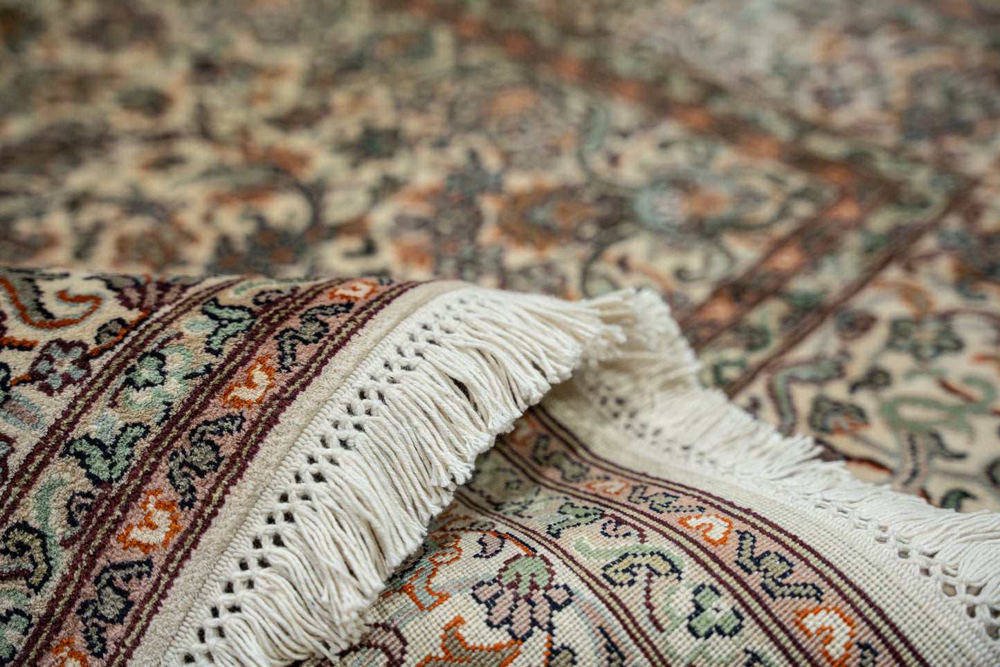 Kashan cream selyemszőnyeg, 126x183 cm