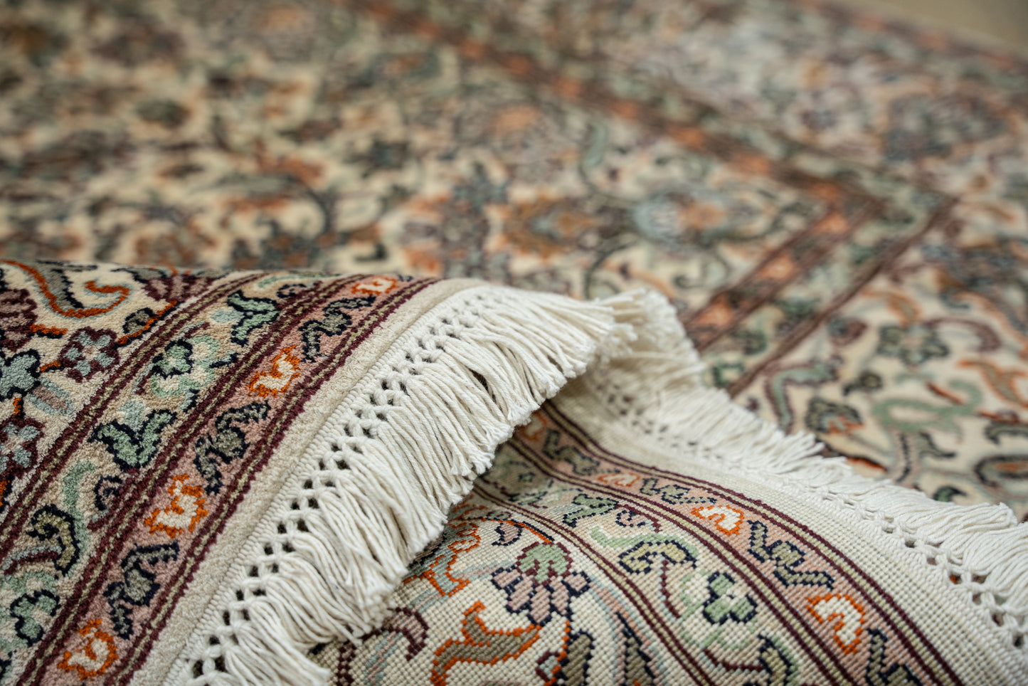 Kashan cream selyemszőnyeg, 126x183 cm