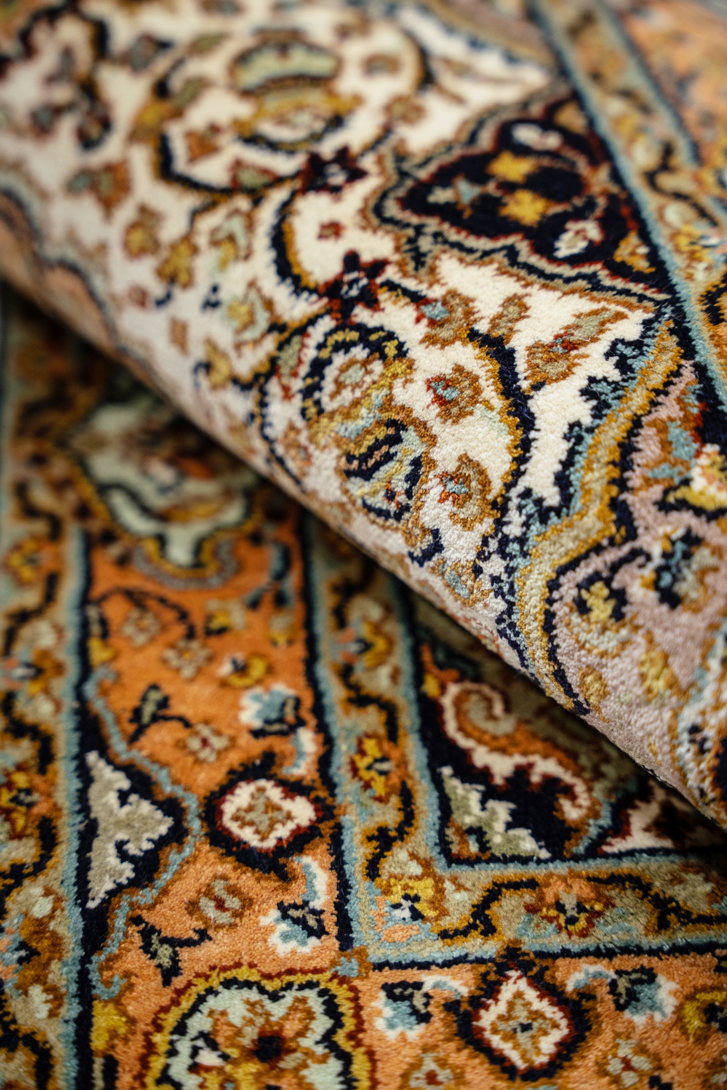 Kashan cream selyemszőnyeg, 61x93 cm
