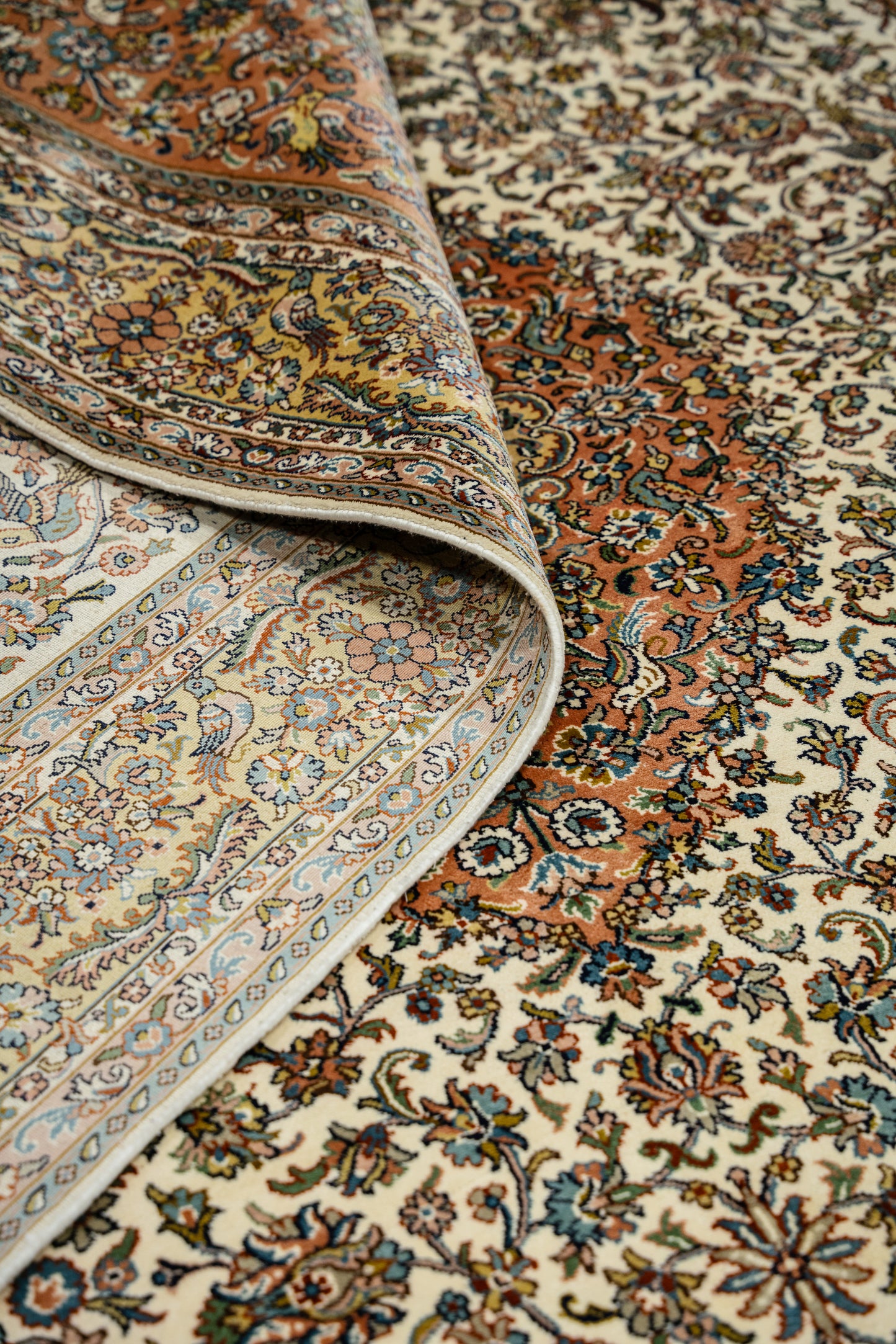 Kashan cream selyemszőnyeg, 167x260 cm