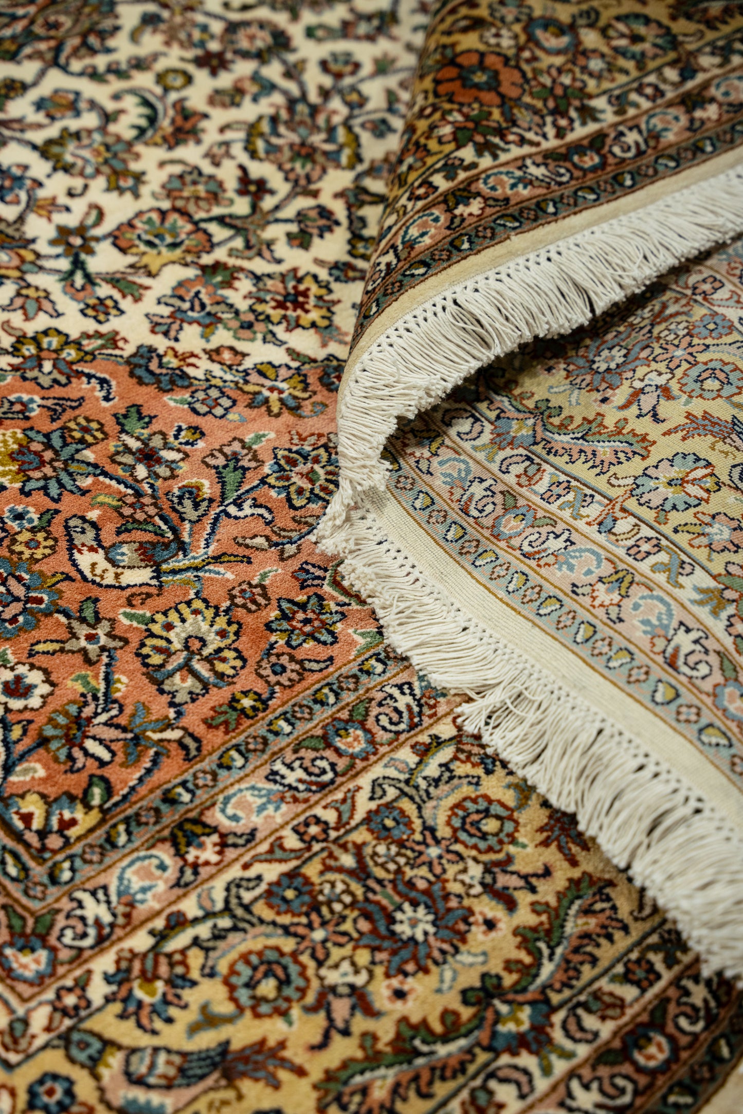 Kashan cream selyemszőnyeg, 167x260 cm