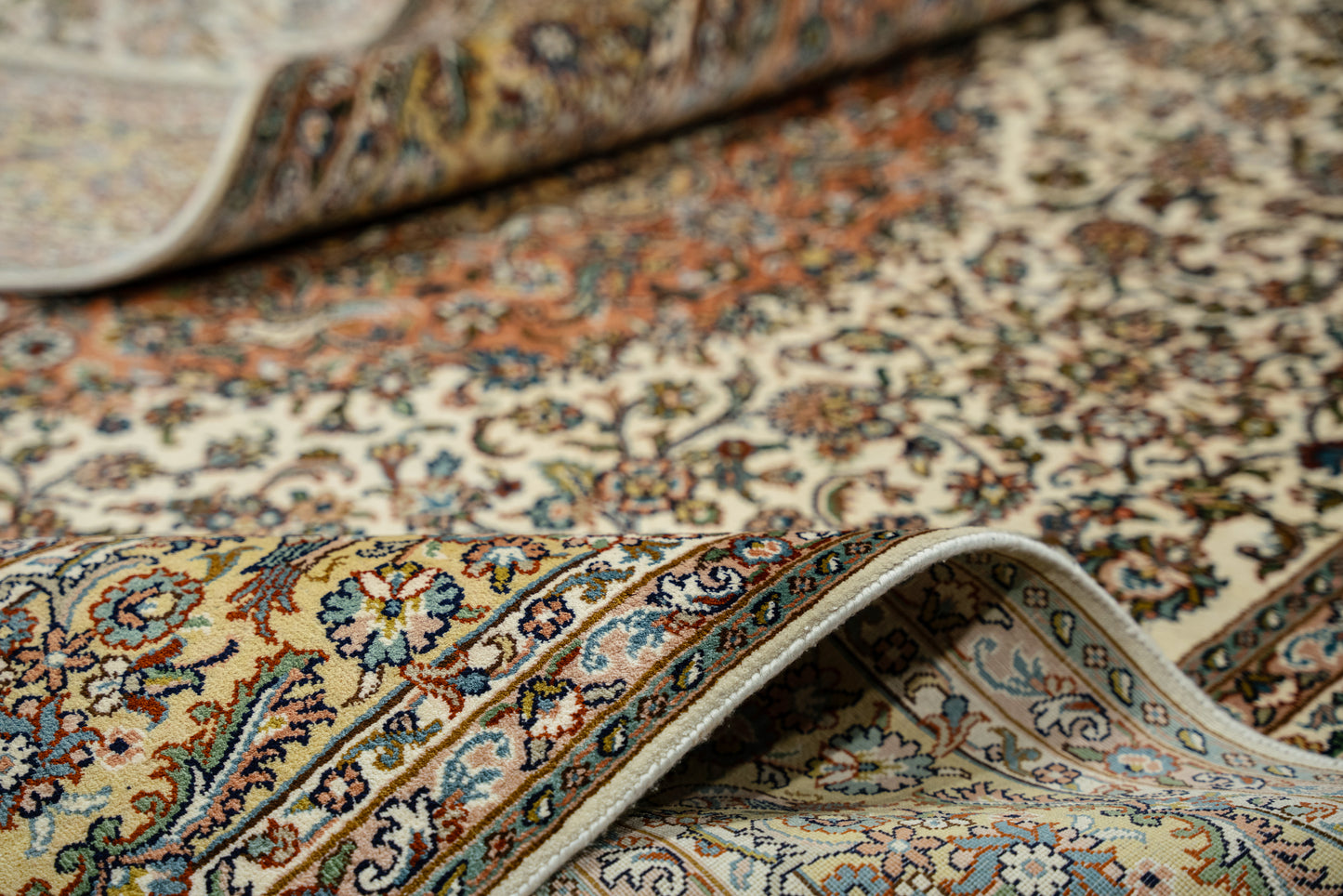 Kashan cream selyemszőnyeg, 167x260 cm