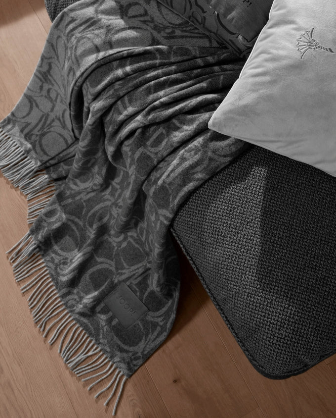 Joop! Fine - Ornament anthrazit pléd, 130 x 180 cm - Leguan Exclusive - Joop! -