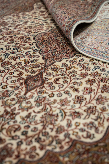 Kashan cream selyemszőnyeg, 123x196 cm