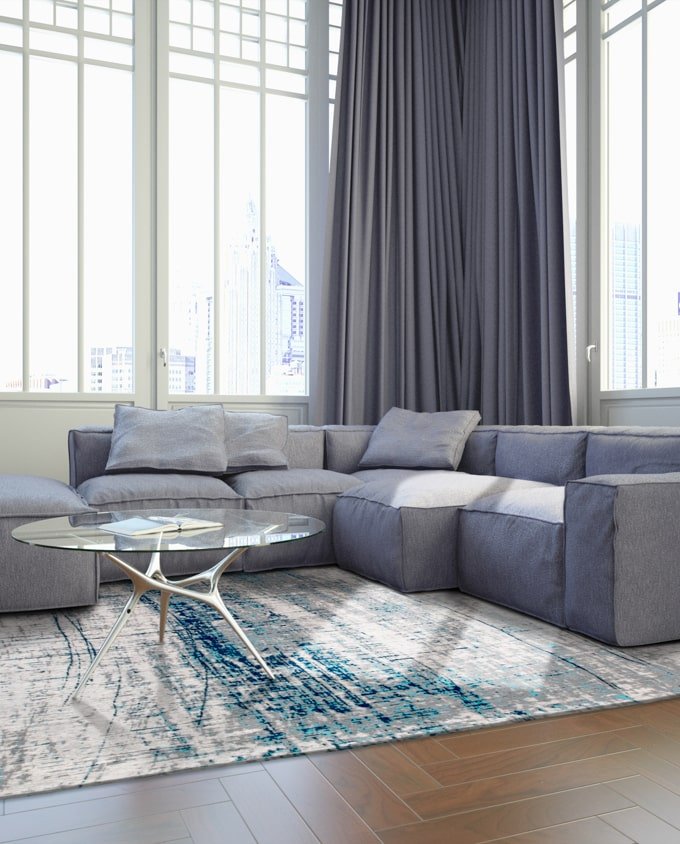 Louis De Poortere Griff 8421 bronx azurite vintage szőnyeg - Leguan Exclusive - Louis De Poortere - 240 cm kör