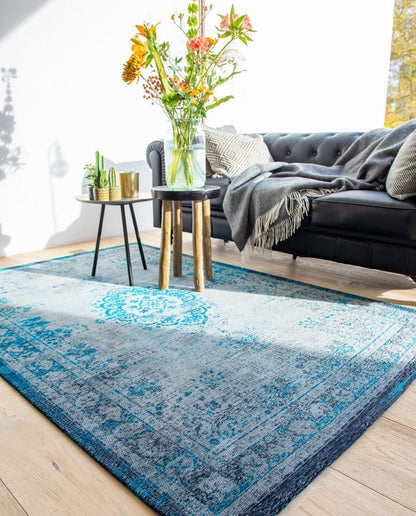 Louis De Poortere Medallion 8255 grey turquoise vintage szőnyeg - Leguan Exclusive - Louis De Poortere - 80 x 150 cm