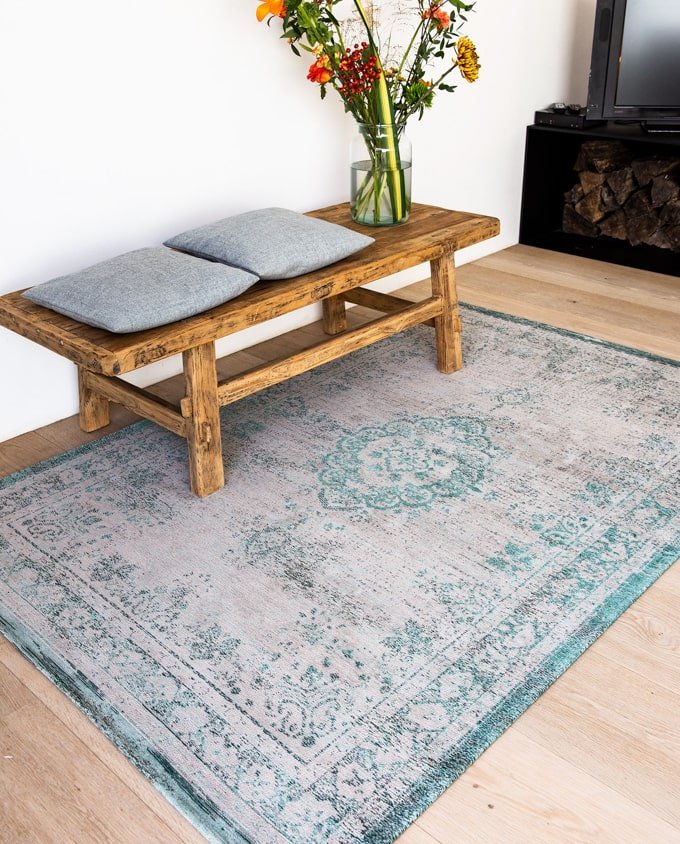 Louis De Poortere Medallion 8259 jade oyster vintage szőnyeg - Leguan Exclusive - Louis De Poortere - 80 x 150 cm