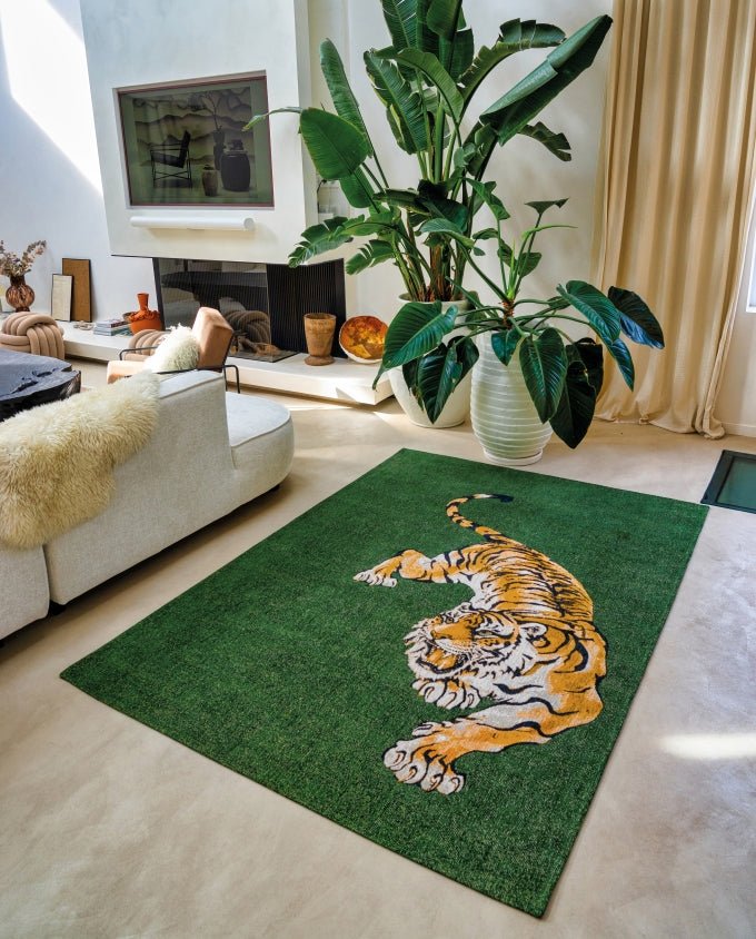 Louis De Poortere Pop Tiger - green on fire vintage szőnyeg - Leguan Exclusive - Louis De Poortere - 280 x 390 cm