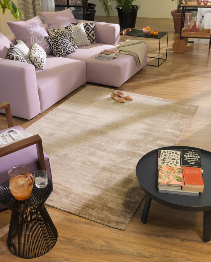 Tom Tailor Shine uni 506 light brown EGYEDI MÉRETŰ viszkóz szőnyeg